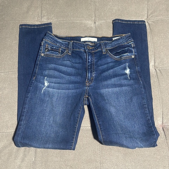 🥰🥰CanKan Dark Wash Mid Rise Distressed Jeans🥰🥰 - Picture 6 of 14